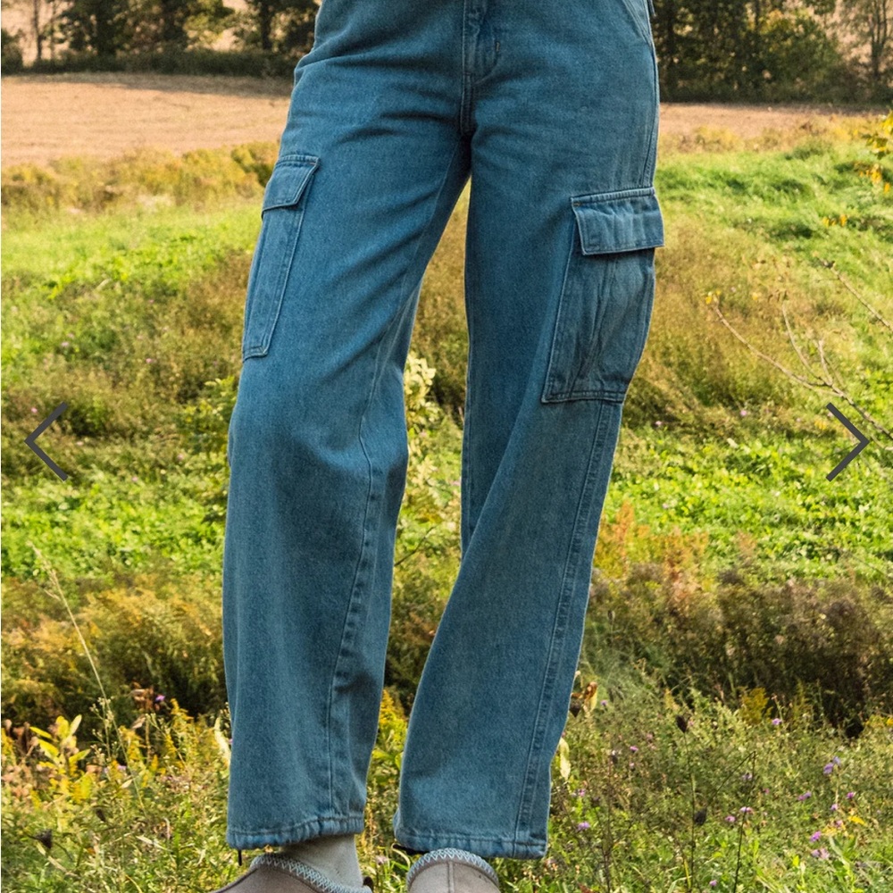 Aeropostale Blue Wide Leg Cargo Jeans